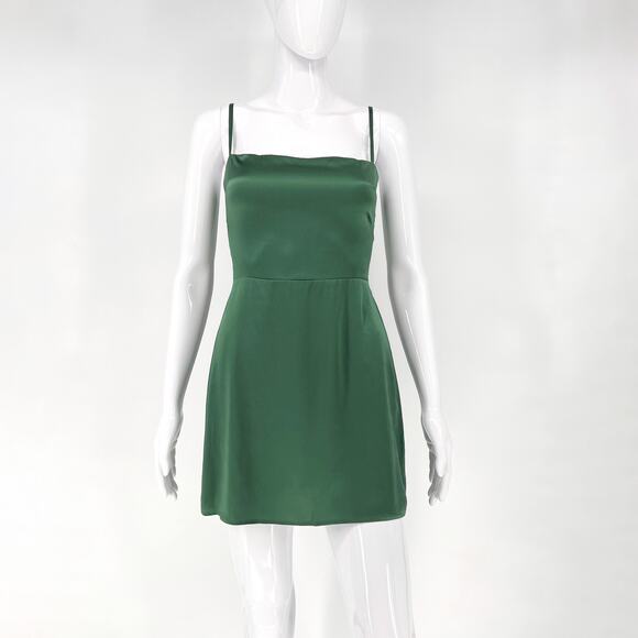 Reformation Kosta Silk Mini Dress Women’s Size 2 Green Adjustable Straps - Picture 1 of 6